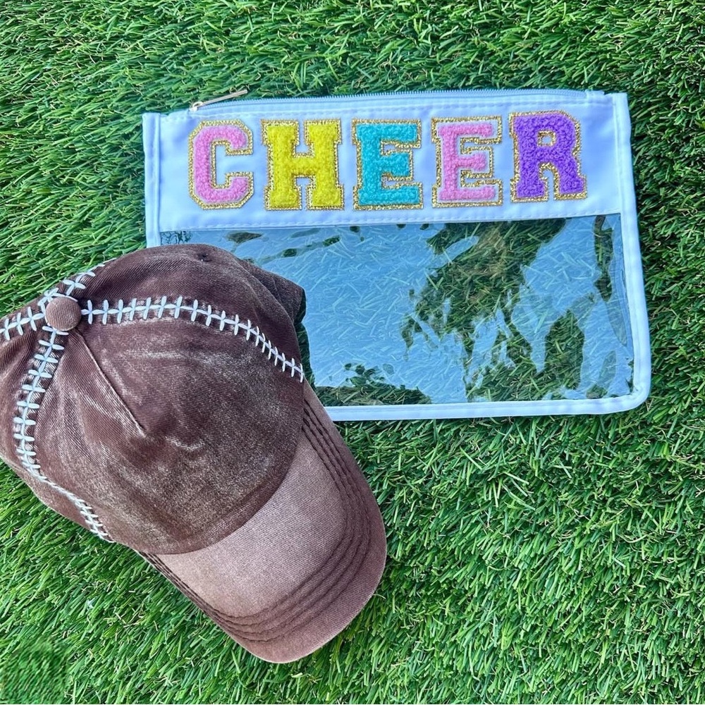 Clear Chenille CHEER Patch Bag